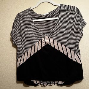 Just Ginger Striped V Neck Shirt Small